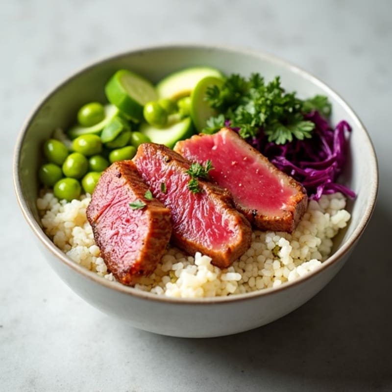 Seared Tuna Poke Bowl with Coconut Cauliflower Rice