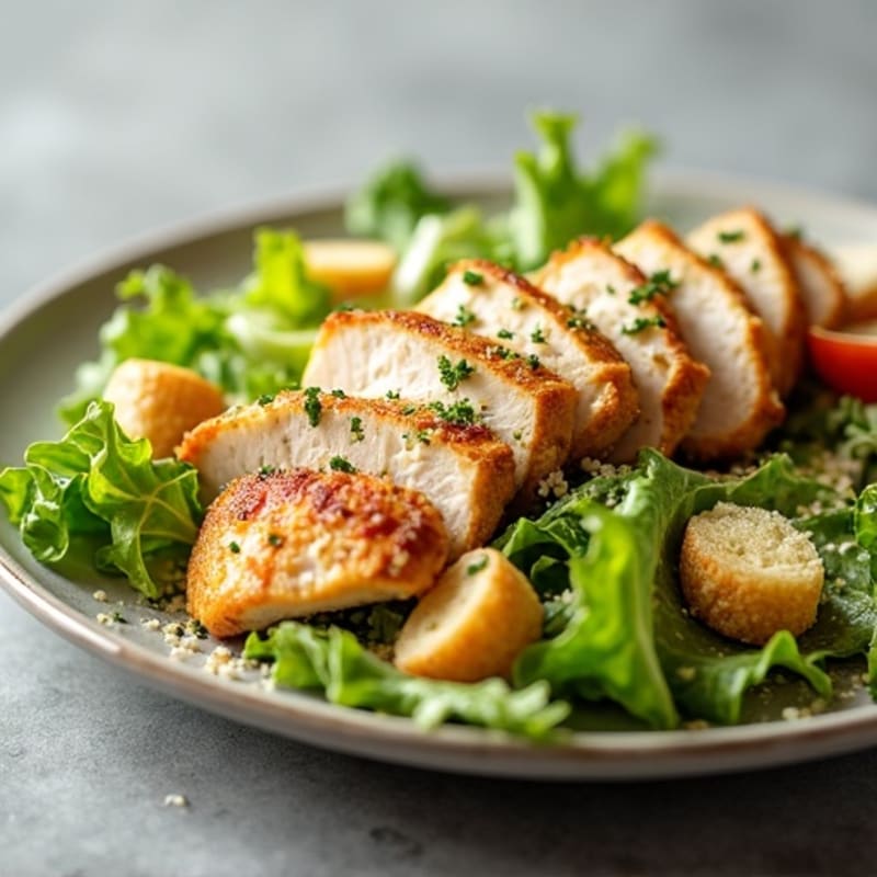 Grilled Chicken Caesar Salad with Crispy Romaine