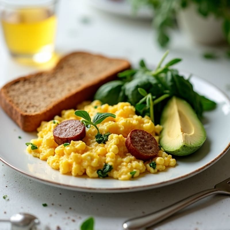 Egg White Scramble with Spinach and Turkey Sausage