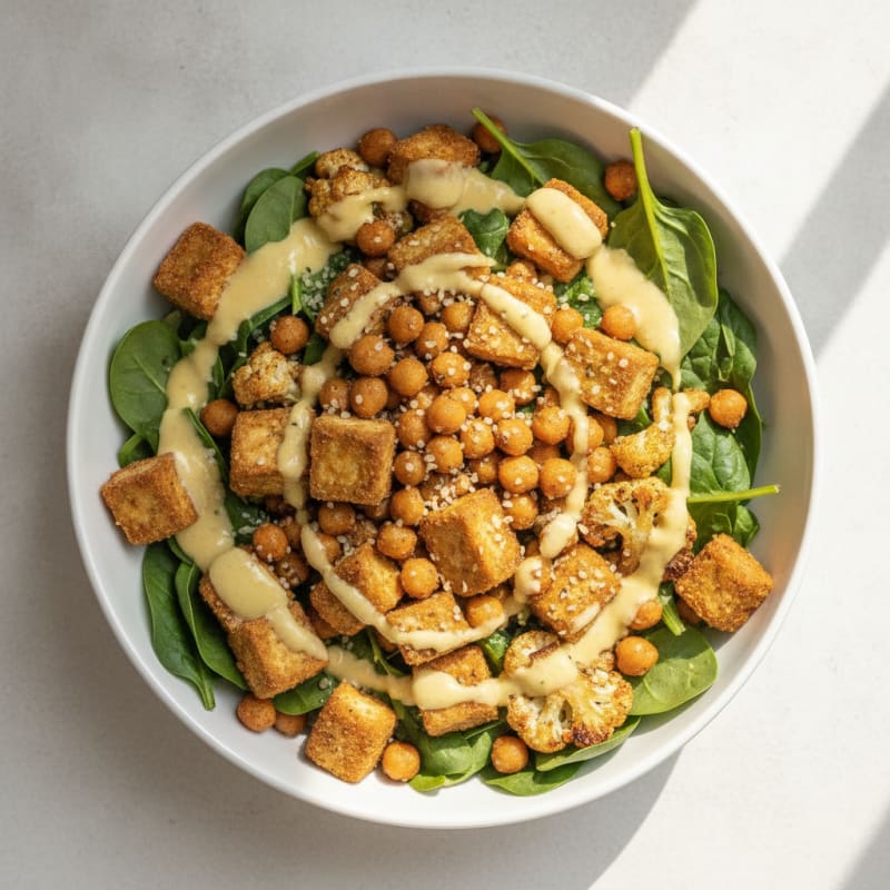 Roasted Vegetable Buddha Bowl with Tahini Dressing