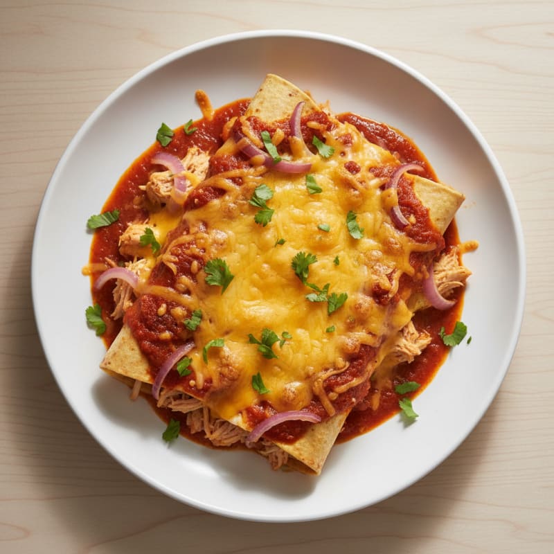 Chicken Enchiladas with Red Chili Sauce