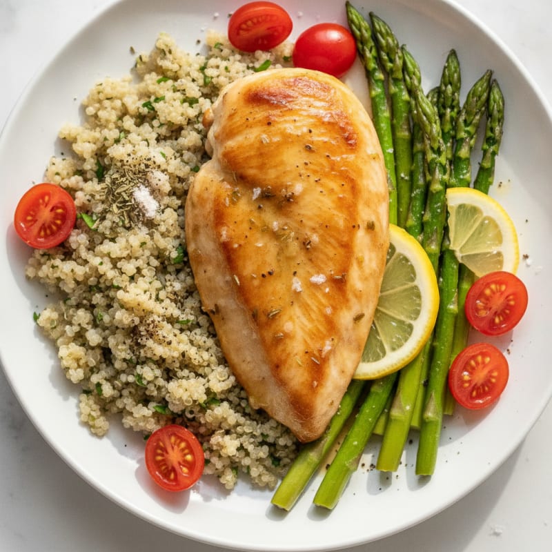 Lemon Herb Roasted Chicken with Asparagus