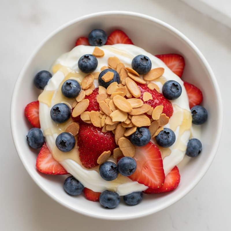 Creamy Greek Yogurt Parfait with Berries and Almonds