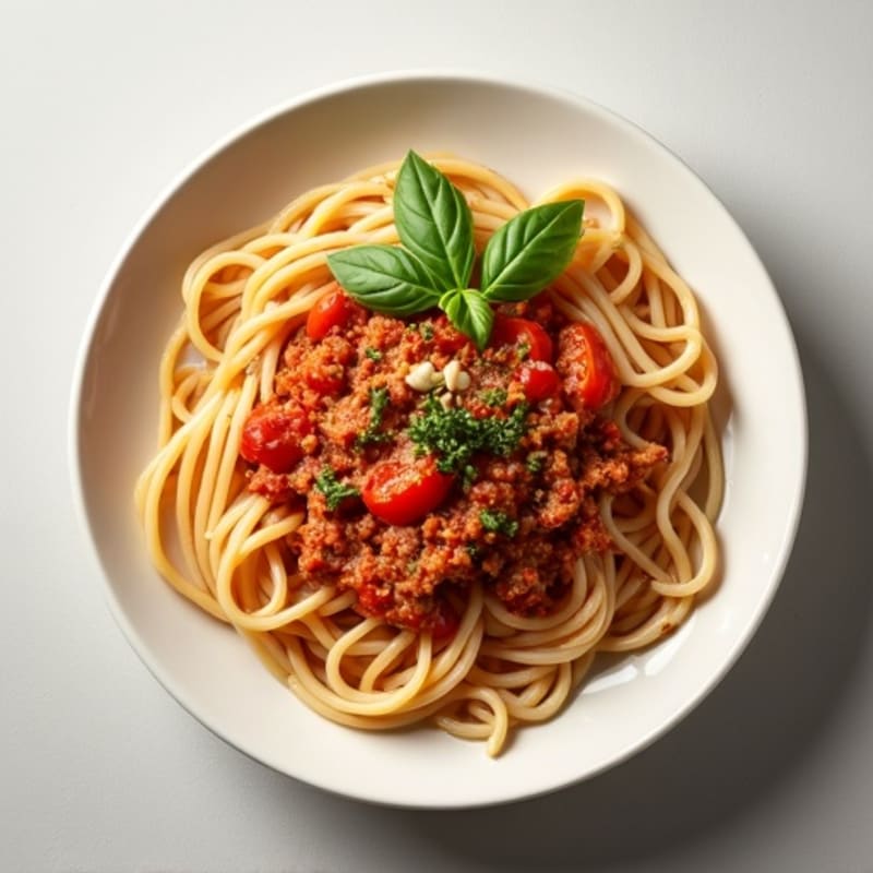 Lean Ground Turkey Bolognese with Whole Wheat Spaghetti and Fresh Herbs