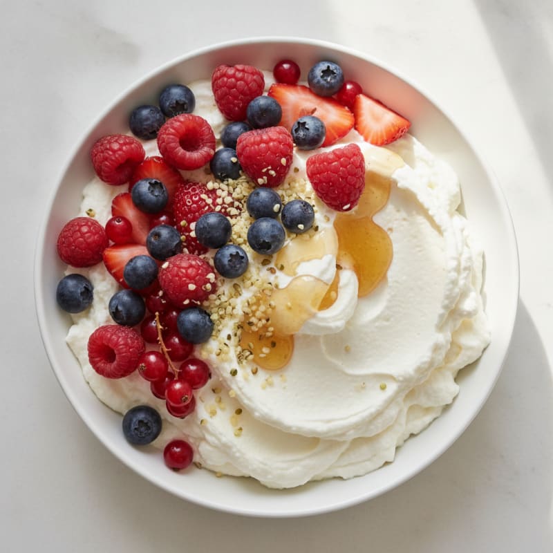 Greek Yogurt Protein Mousse with Mixed Berries