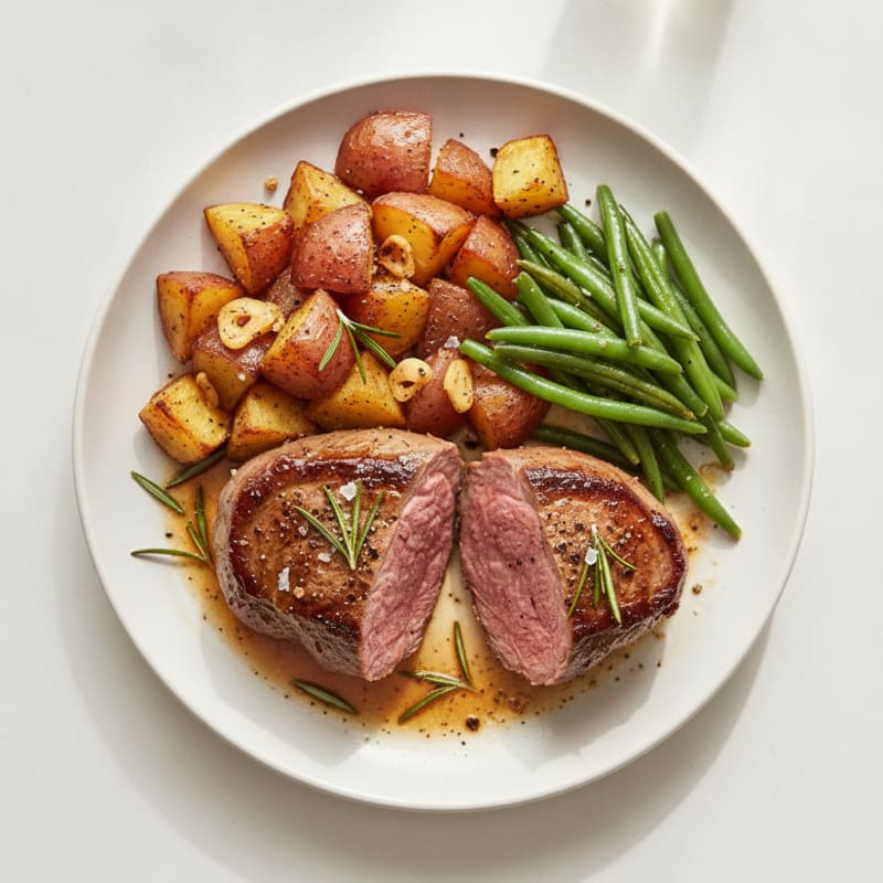 Rosemary Lamb Steak with Garlic Potatoes