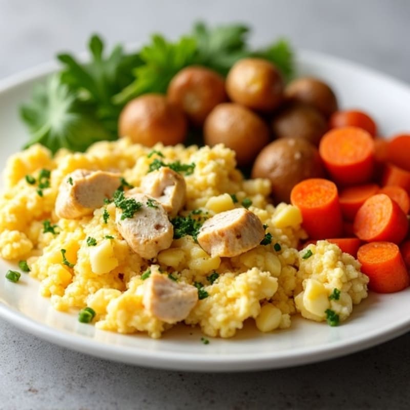 Egg White and Chicken Scramble with Roasted Potatoes