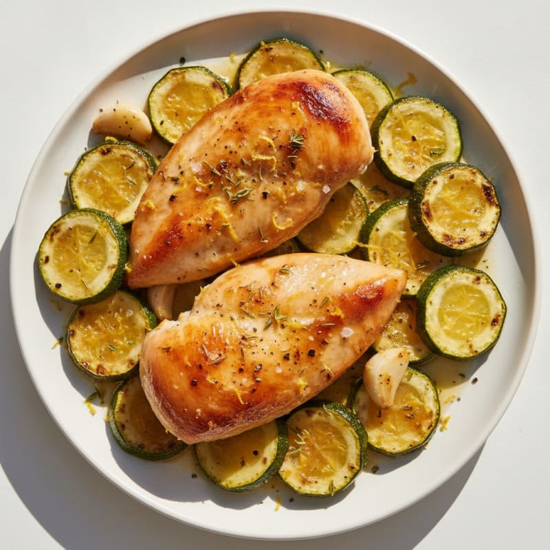 Lemon Herb Roasted Chicken and Zucchini