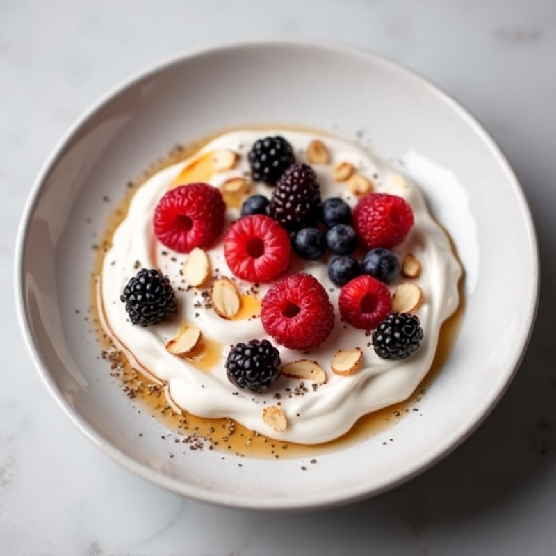 Silky Greek Yogurt Protein Mousse with Mixed Berries