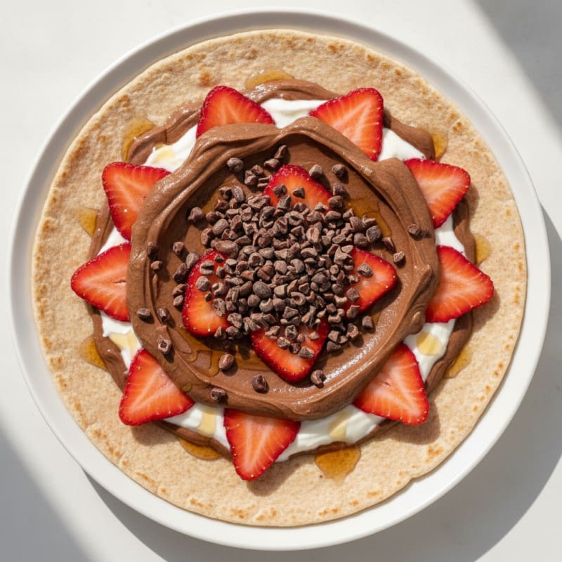 Chocolate Protein Wrap with Greek Yogurt and Strawberries