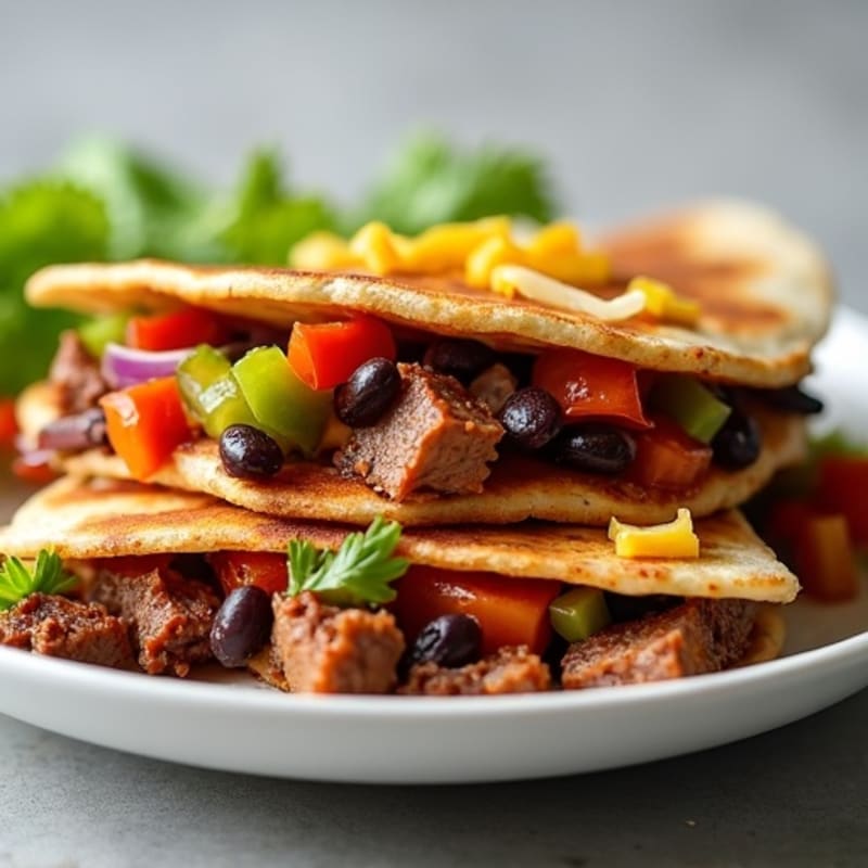 Crispy Steak and Loaded Veggie Quesadillas