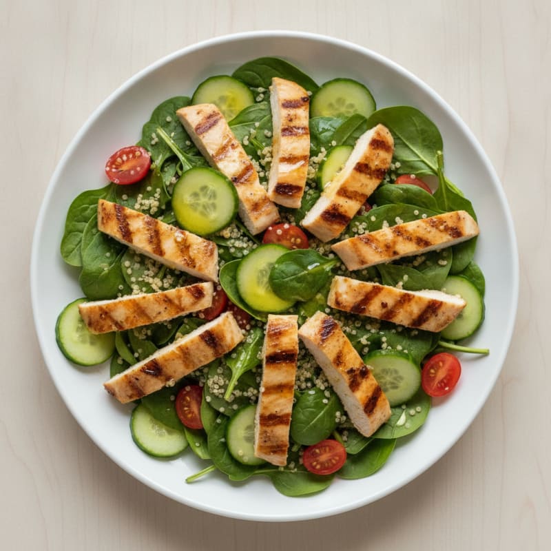Grilled Chicken and Quinoa Salad with Spinach