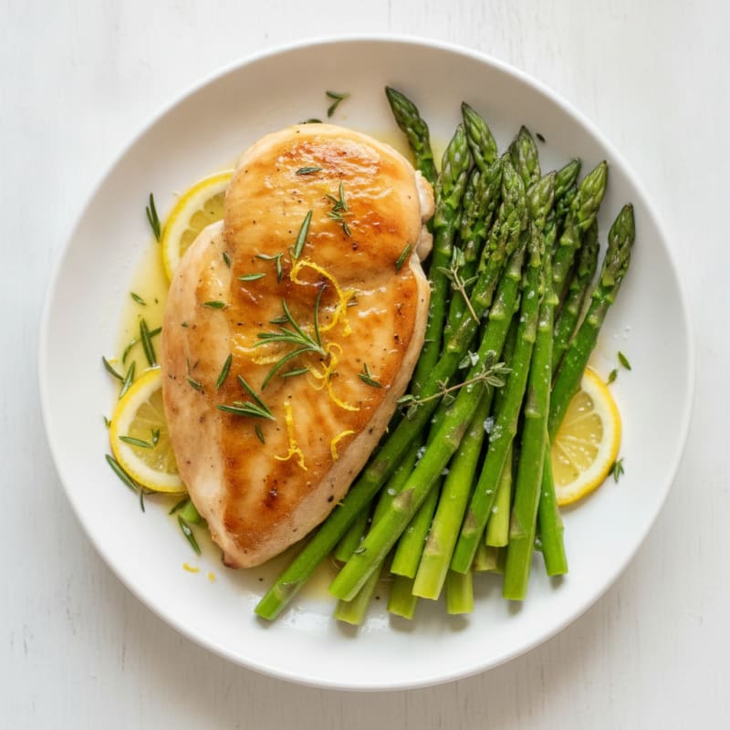 Lemon Herb Roasted Chicken with Asparagus