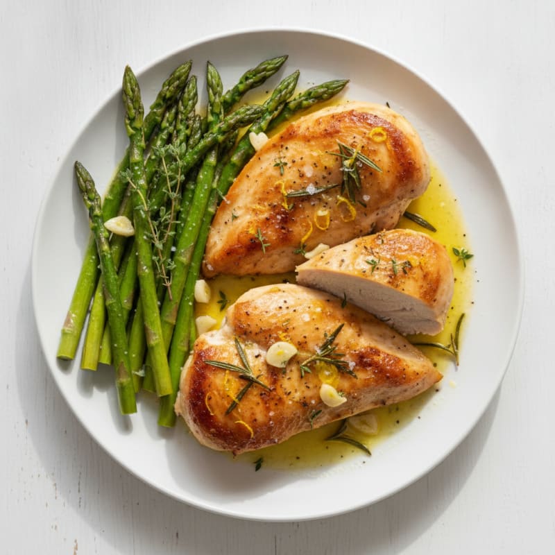 Lemon Herb Roasted Chicken with Asparagus
