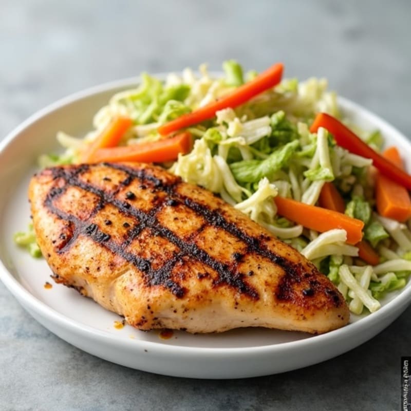 Grilled Chicken Breast with Crunchy Cabbage Slaw
