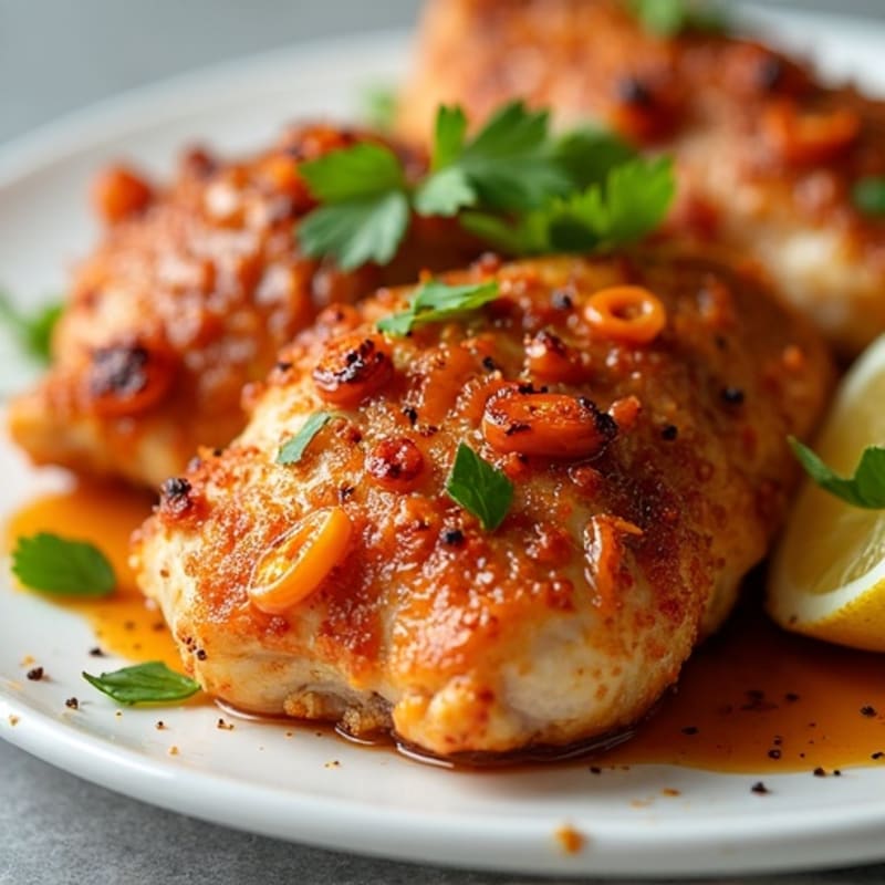 Crispy Baked Chicken with Sweet and Spicy Ginger-Garlic Glaze