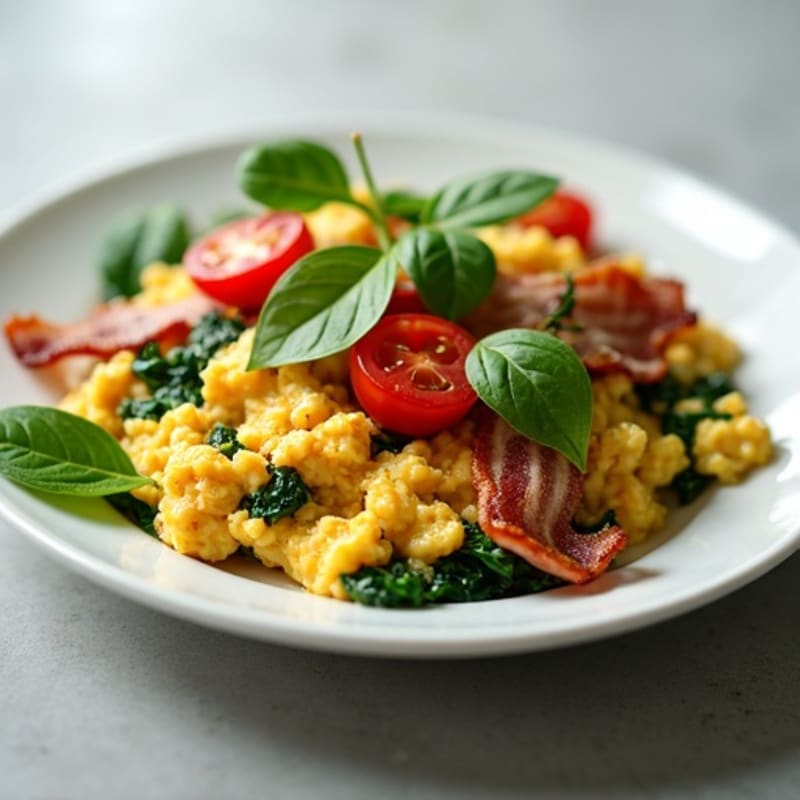 Egg White Spinach Scramble with Turkey Bacon