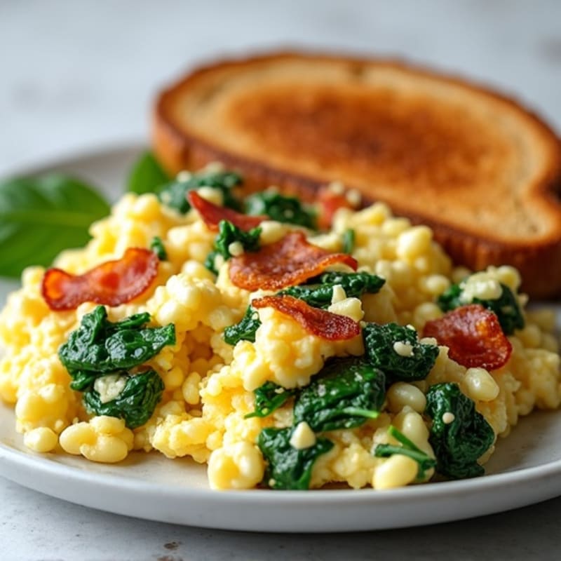 Egg White Spinach Scramble with Turkey Bacon