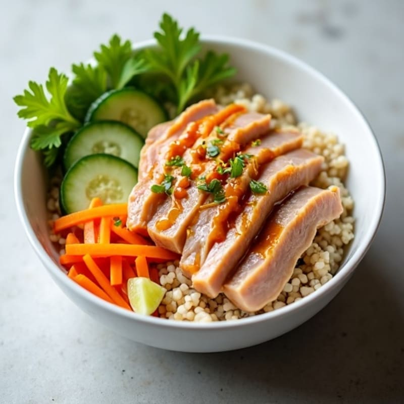 Tuna Rice Bowl with Crunchy Vegetables and Soy-Lime Drizzle