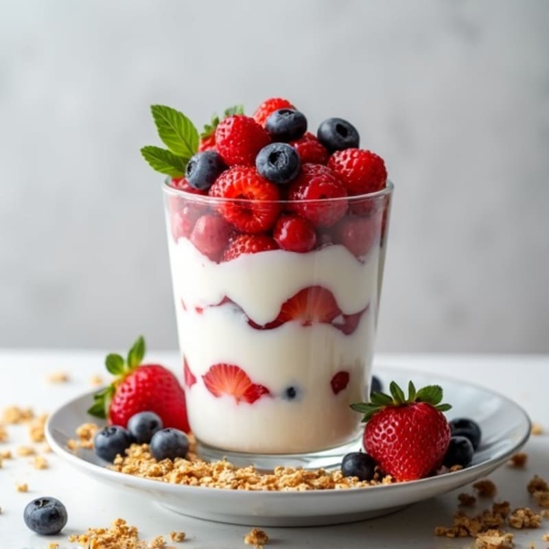 Greek Yogurt Protein Parfait with Mixed Berries