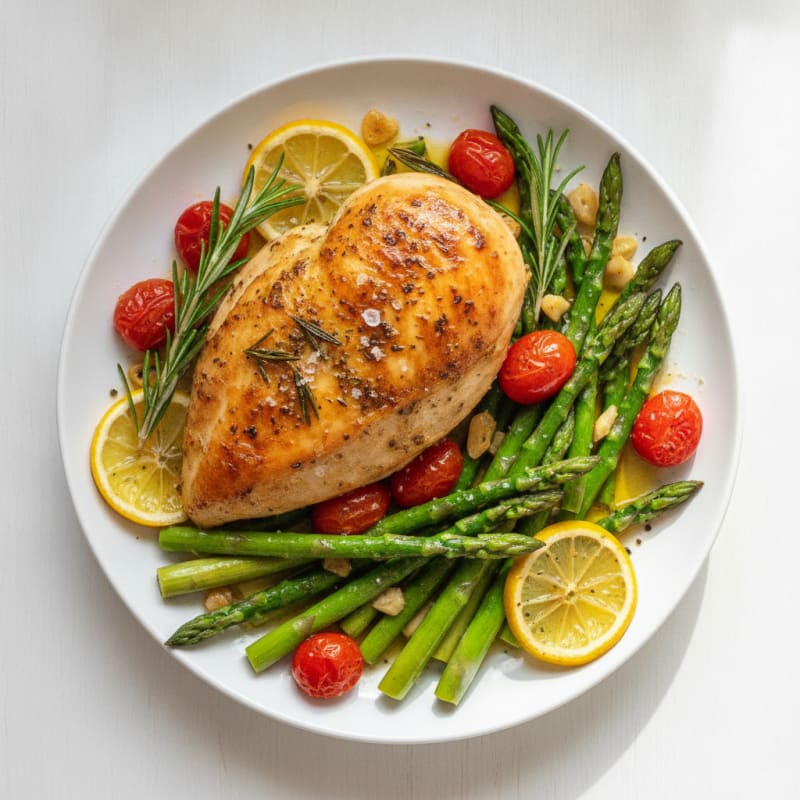 Lemon Herb Roasted Chicken with Asparagus