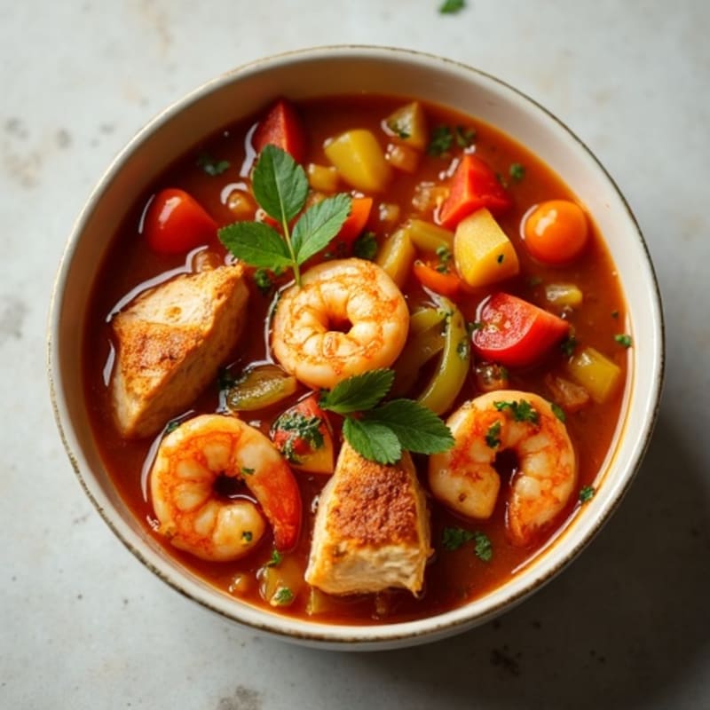 Hearty Spicy Creole Chicken and Shrimp Gumbo