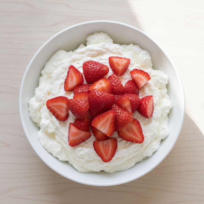 Silky Cottage Cheese Protein Mousse with Fresh Strawberries