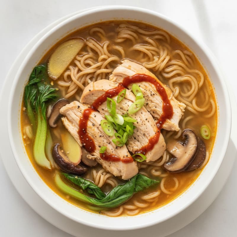 Sriracha Chicken Ramen Soup