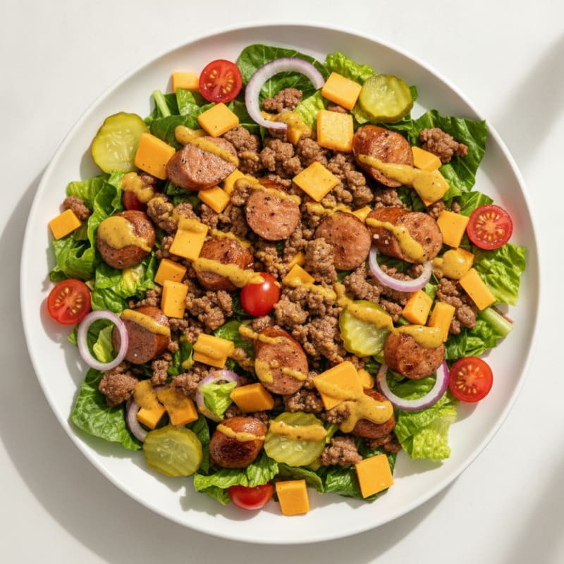 Classic Cheeseburger Hot Dog Duo Salad