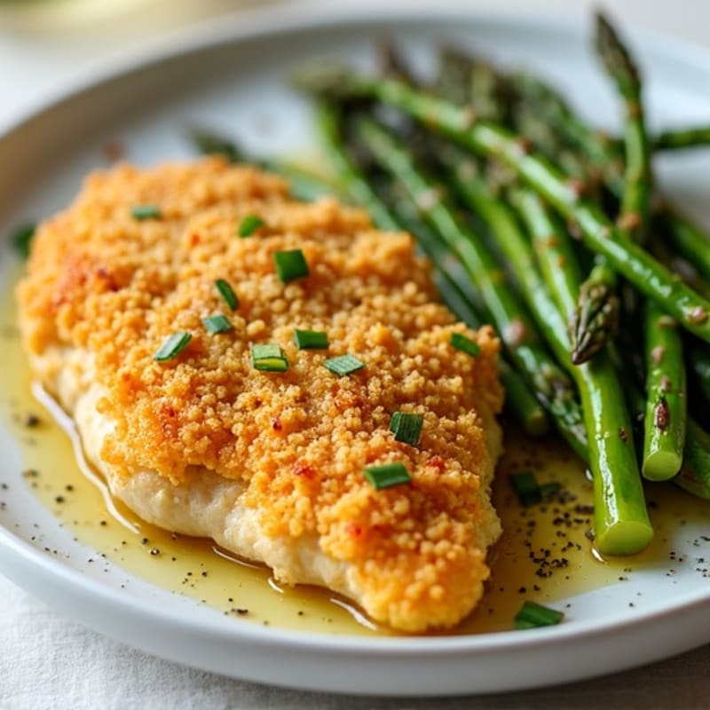 Crispy Lemon-Garlic Chicken with Roasted Asparagus