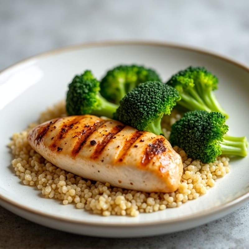 Grilled Chicken Breast with Quinoa and Steamed Broccoli