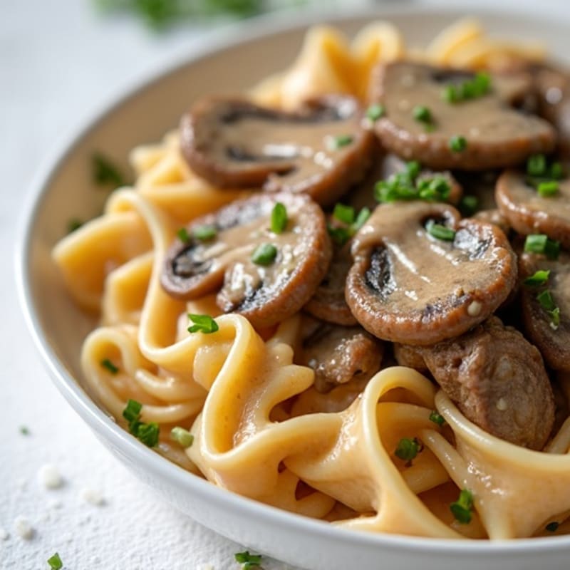 Creamy Lean Beef and Mushroom Stroganoff with Whole Wheat Egg Noodles