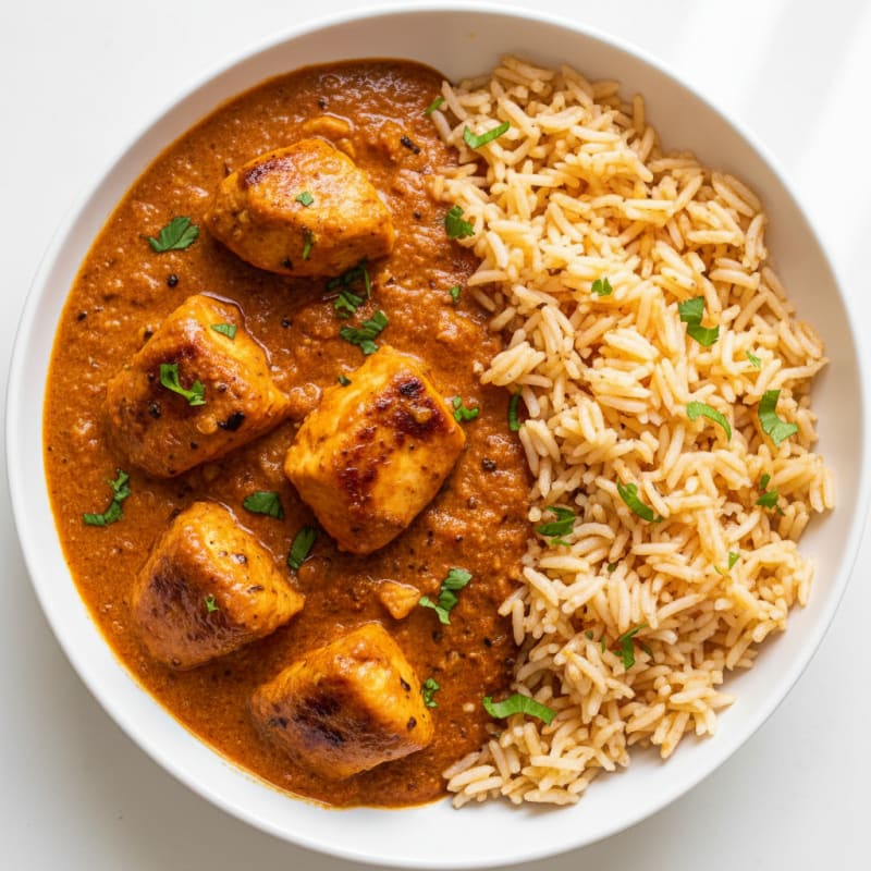 Creamy Tomato Chicken Masala with Basmati