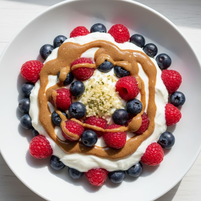 Greek Yogurt Parfait with Mixed Berries and Almond Butter