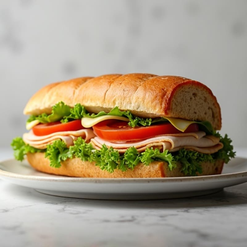 Lean Turkey and Provolone Sub with Crisp Greens and Zesty Vinaigrette