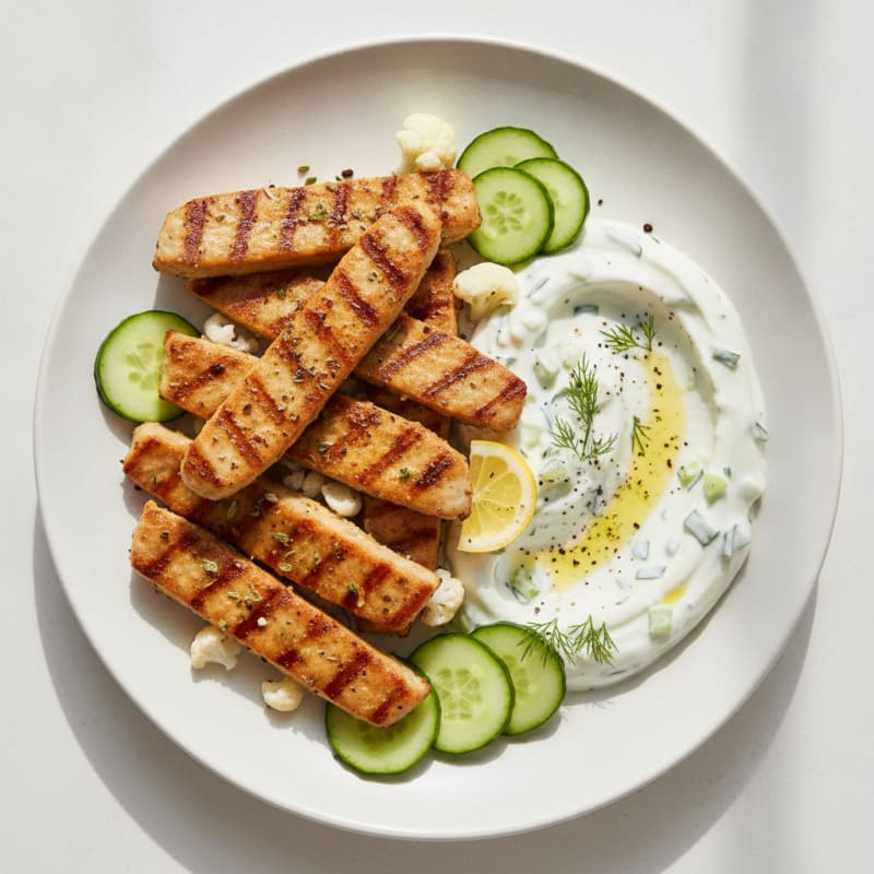 Vegan Chicken with Tzatziki Sauce