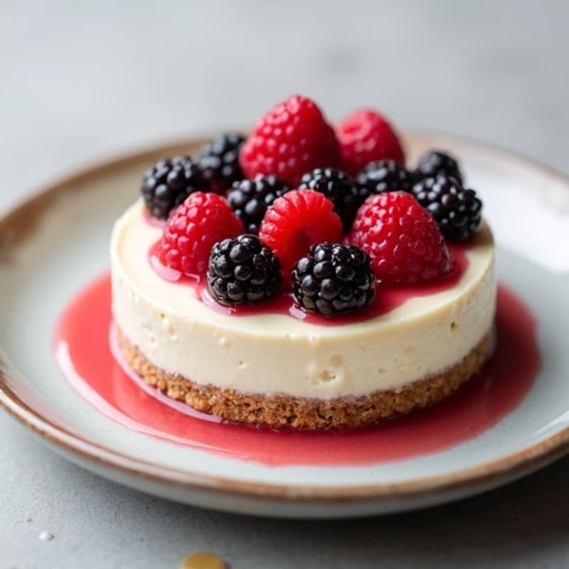 Creamy Greek Yogurt Protein Cheesecake with Mixed Berries