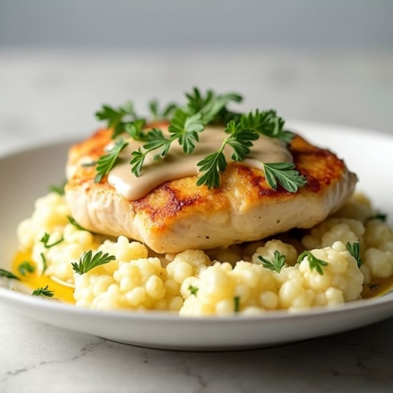 Creamy Lemon Herb Chicken with Silky Cauliflower Puree