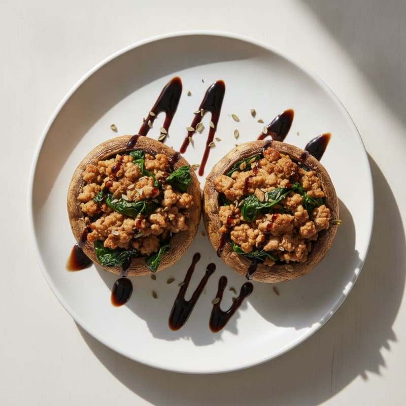 Herb-Stuffed Portobello Mushrooms with Balsamic Glaze