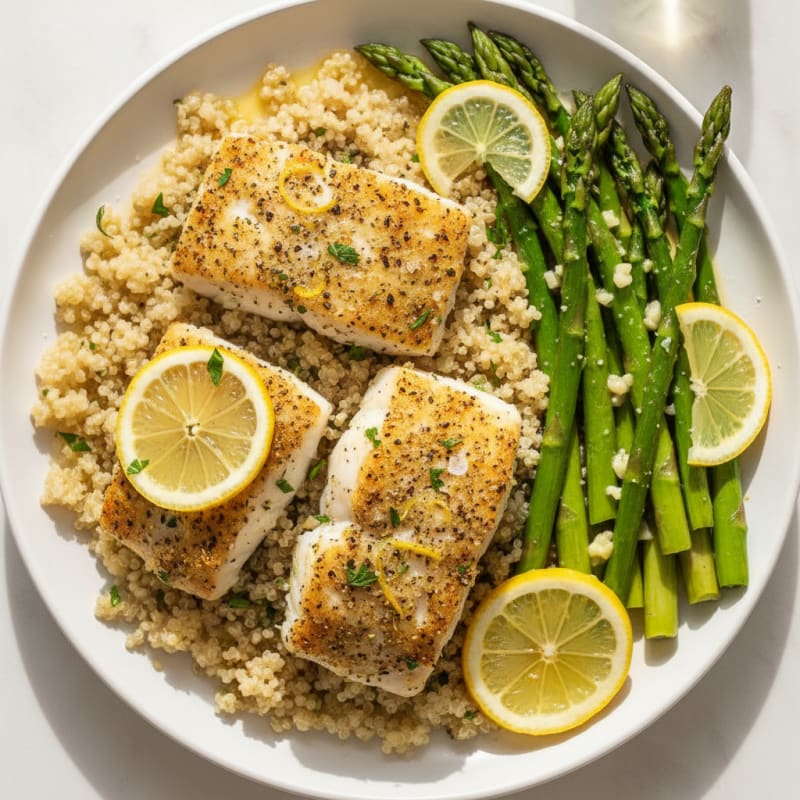 Lemon Herb Baked Cod with Asparagus