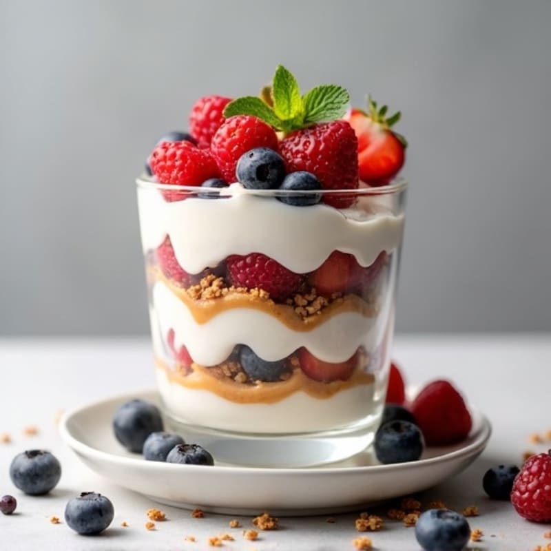 Greek Yogurt Parfait with Mixed Berries and Almond Butter