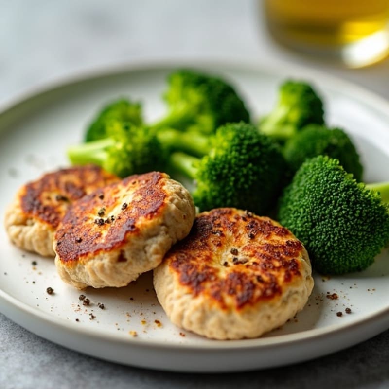 Seared Turkey Patties with Steamed Broccoli