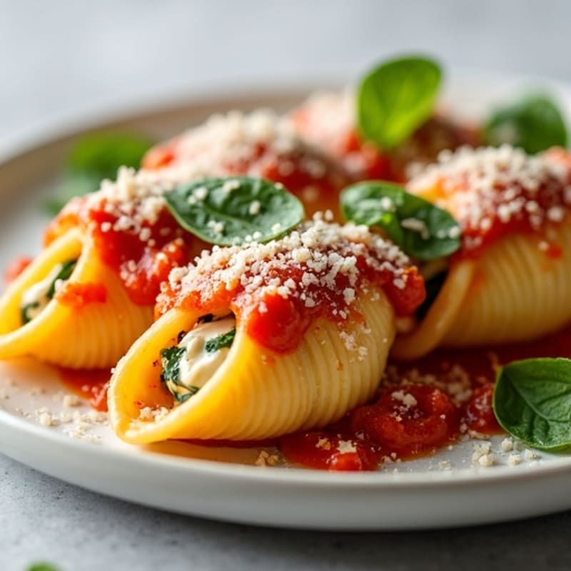 Creamy Spinach Ricotta Stuffed Pasta Shells