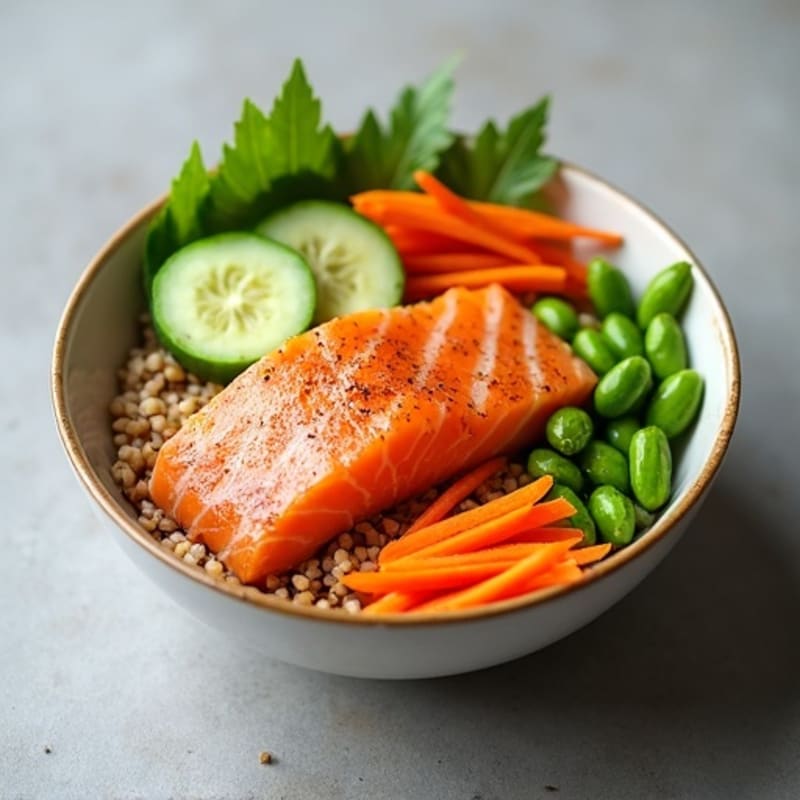 Salmon Sushi Bowl with Fresh Avocado and Crunchy Vegetables