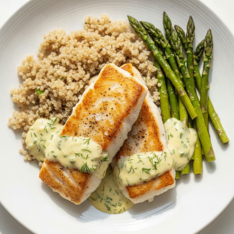 Pan-Seared Cod with Lemon-Dill Sauce