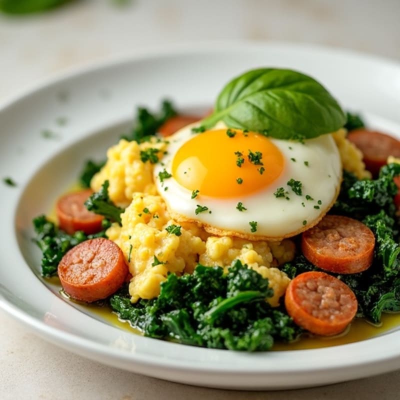 Egg White and Turkey Sausage Scramble with Spinach