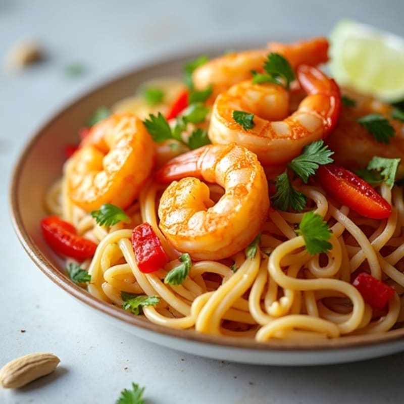 Pan-Seared Shrimp with Zesty Rice Noodles and Crunchy Peanuts