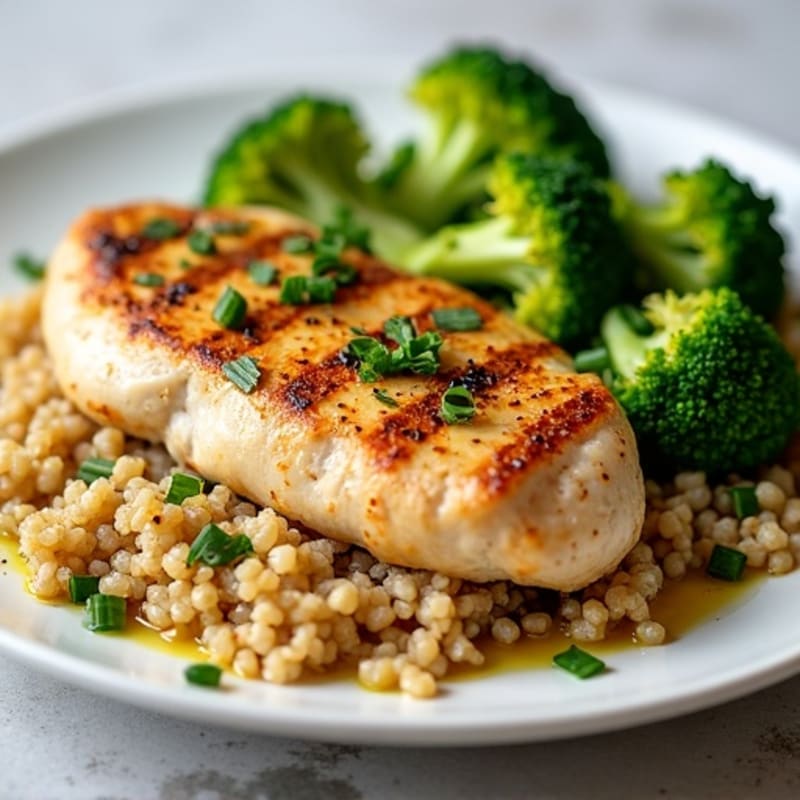Grilled Chicken Breast with Quinoa and Steamed Broccoli