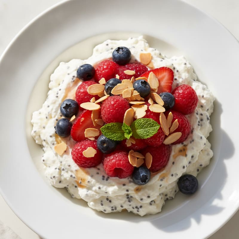 Greek Yogurt Protein Mousse with Mixed Berries