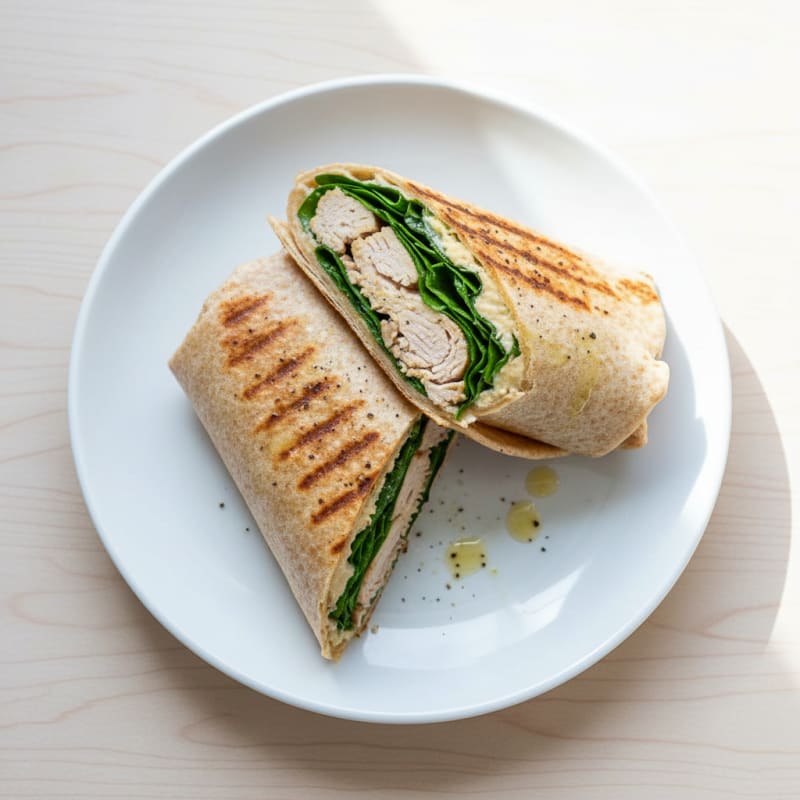 Grilled Turkey and Spinach Wrap with Hummus